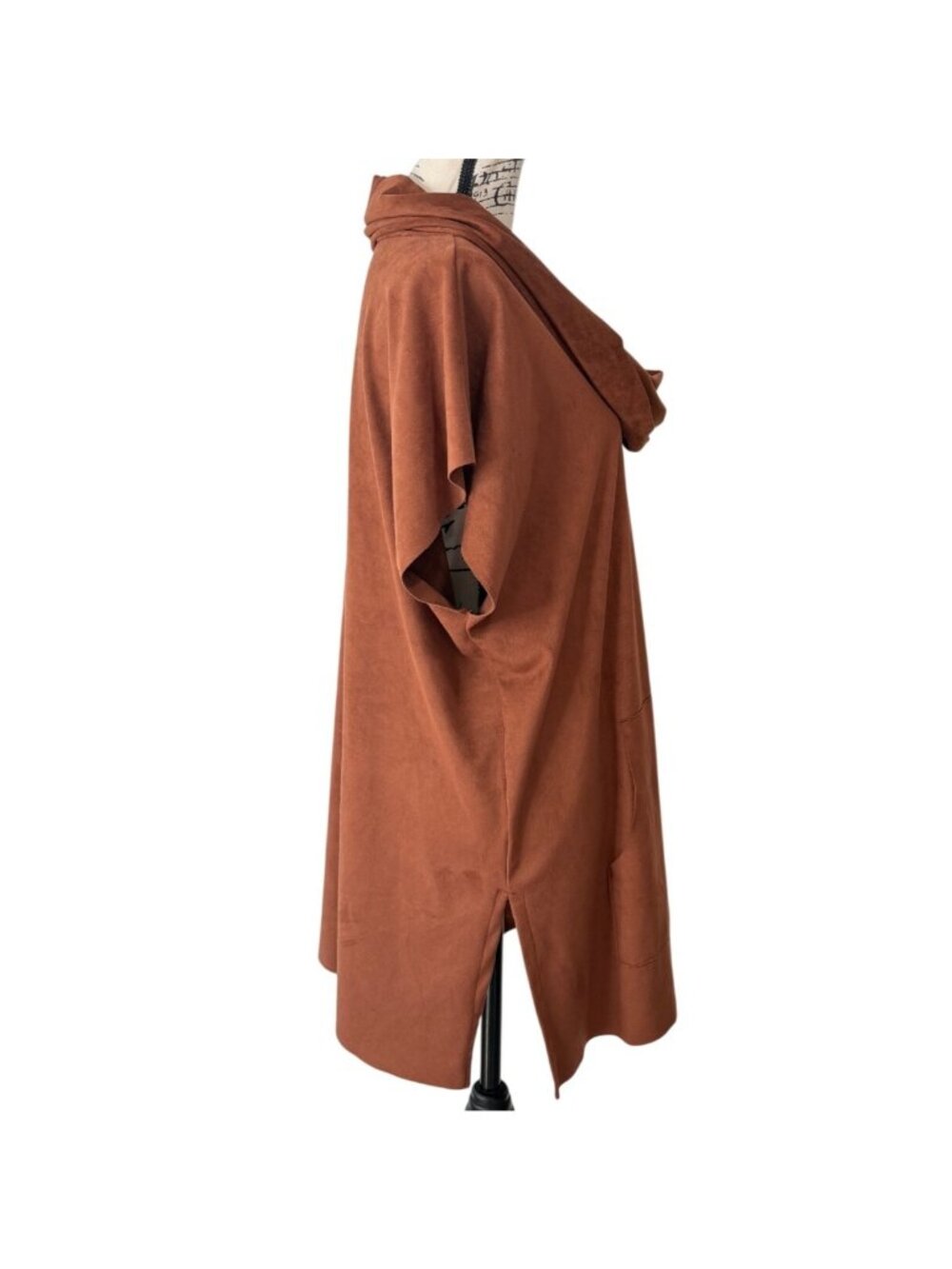 Bryn Walker Womens Size S Tunic Miele Faux Suede Poncho Top Brown Cowl Neck - Picture 2 of 10